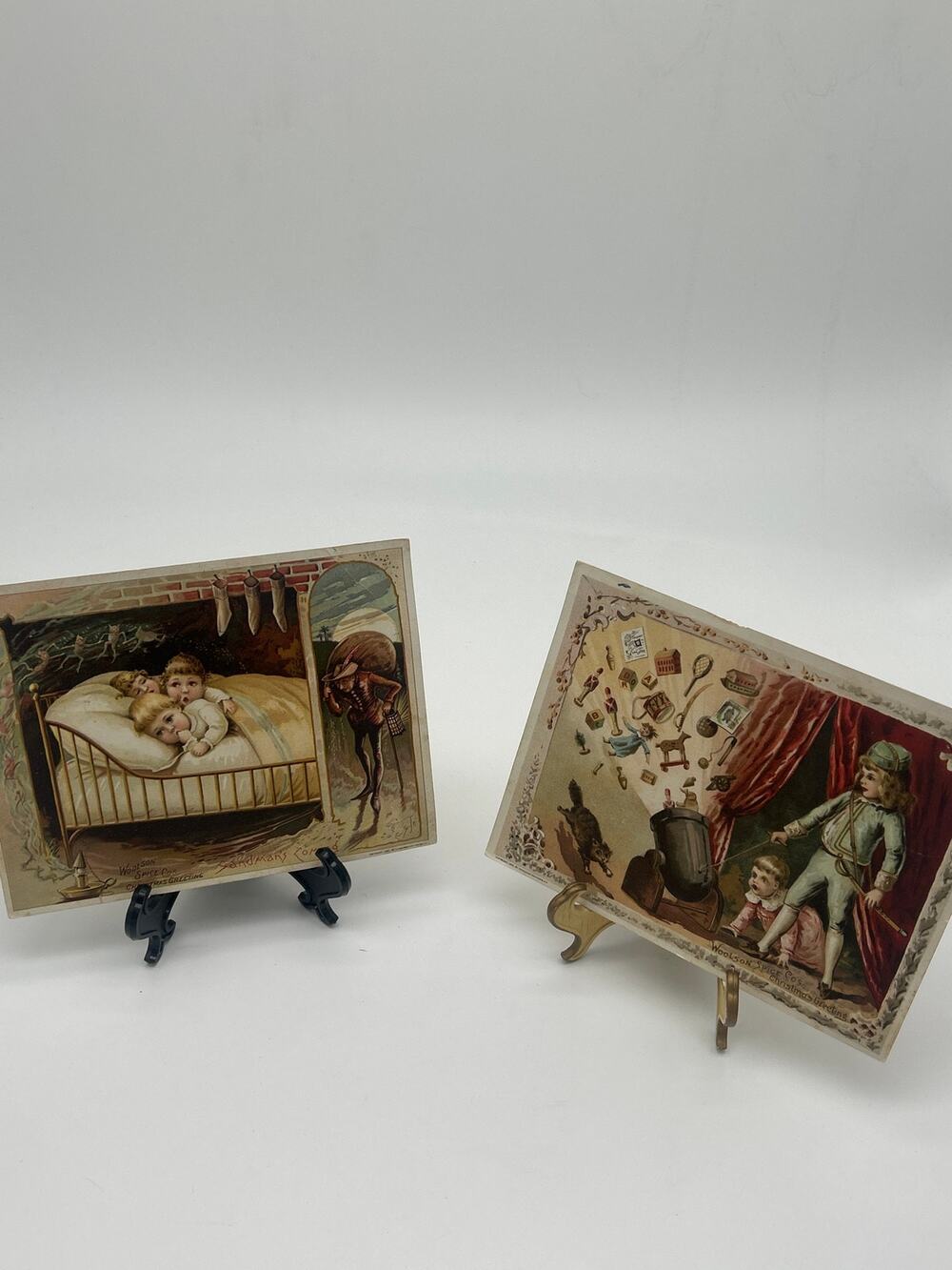 Lot of 2 1891 Lion Coffee Advertising Trade Cards Woolson Spice Co Victorian